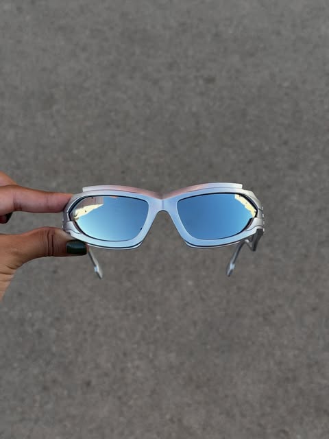 Silver Wave Futurist Sunglasses