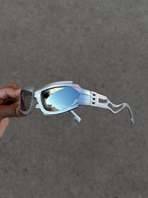 Silver Wave Futurist Sunglasses